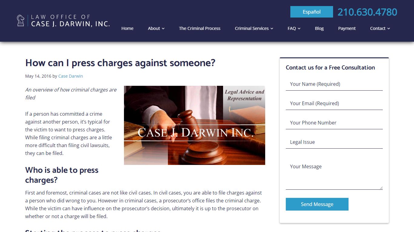 How can I press charges against someone? | Case J. Darwin